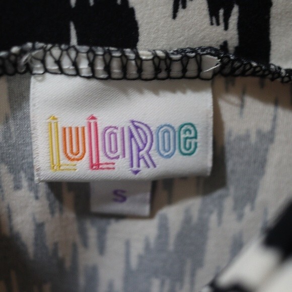 LuLaRoe Black White Print Knee-Length Skirt Small Stretchy Everyday Versatile - Picture 6 of 7